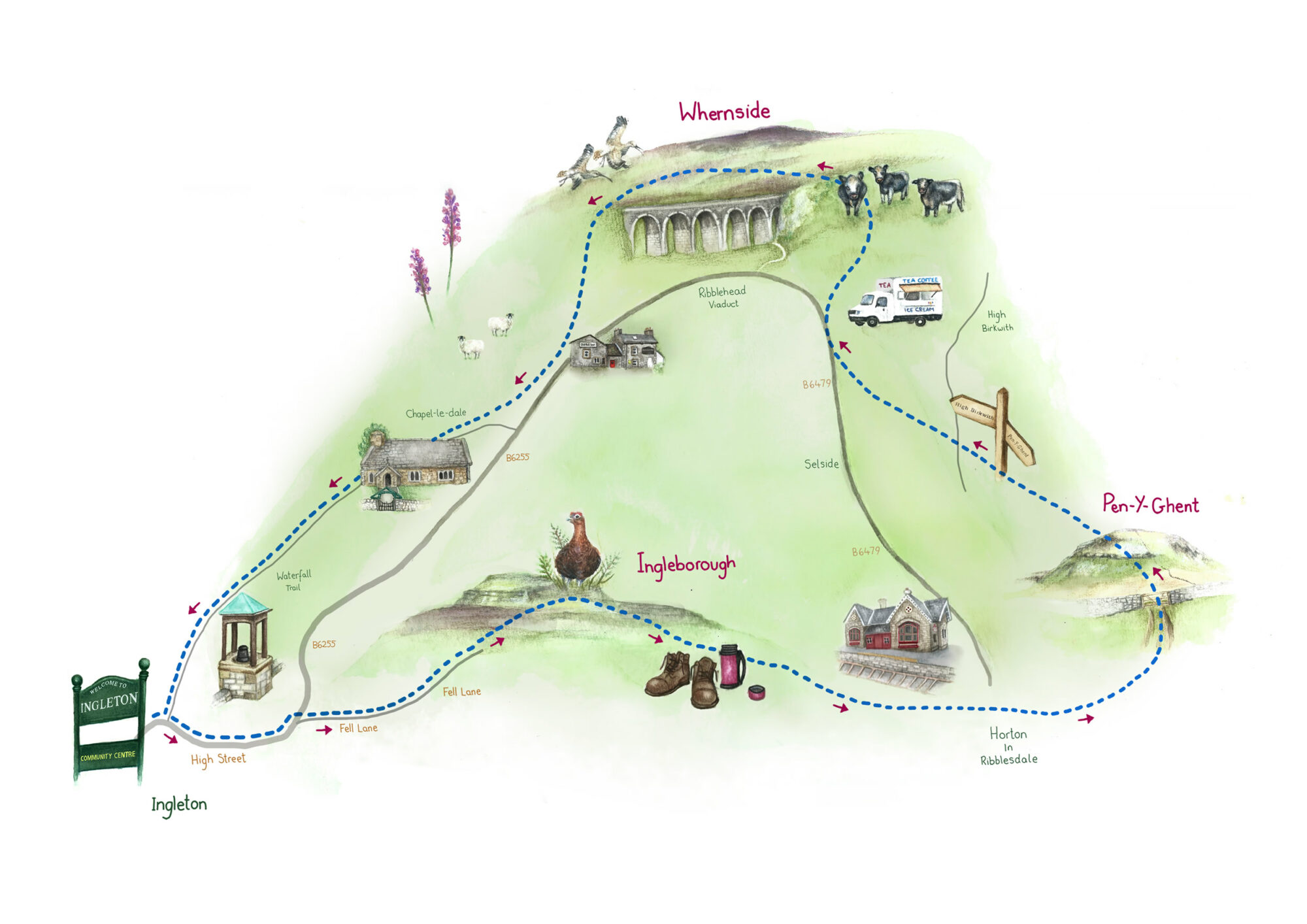 3-peaks-route-routeledge 3 peaks route illustration