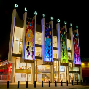 Leeds Page image 11 Leeds Playhouse exterior at Quarry Hill showing modern theatre building entrance