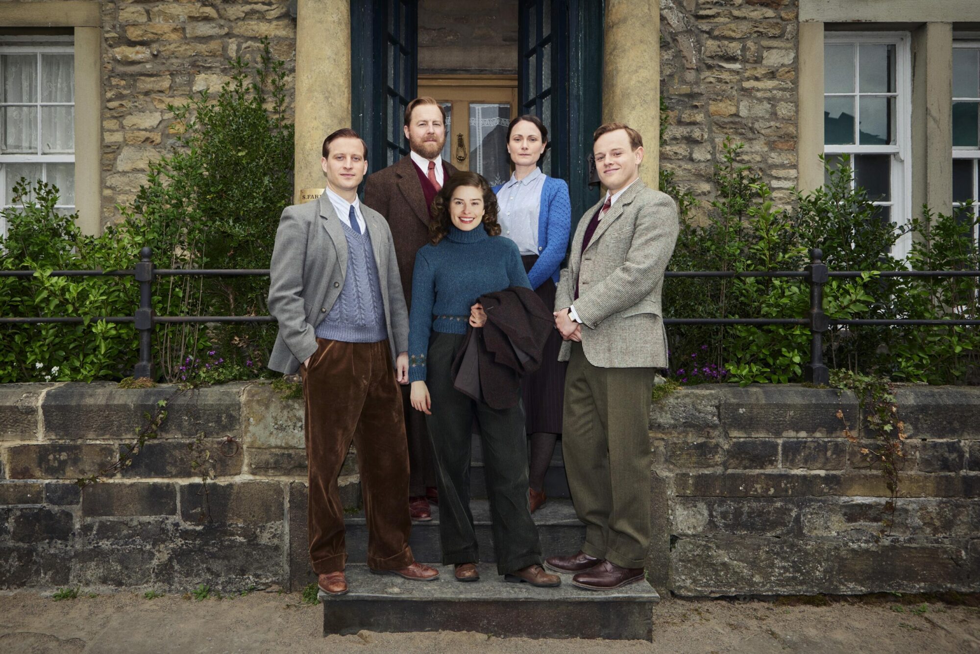 Image name FIRST LOOK 3 All Creatures Great and Small S3 Group Shot outside Skeldale L R James Siegfried Helen Mrs Hall Tristan scaled 1 the 19 image from the post All Creatures Great & Small Returns to UK Screens on Thursday 15th September 2022 in Yorkshire.com.
