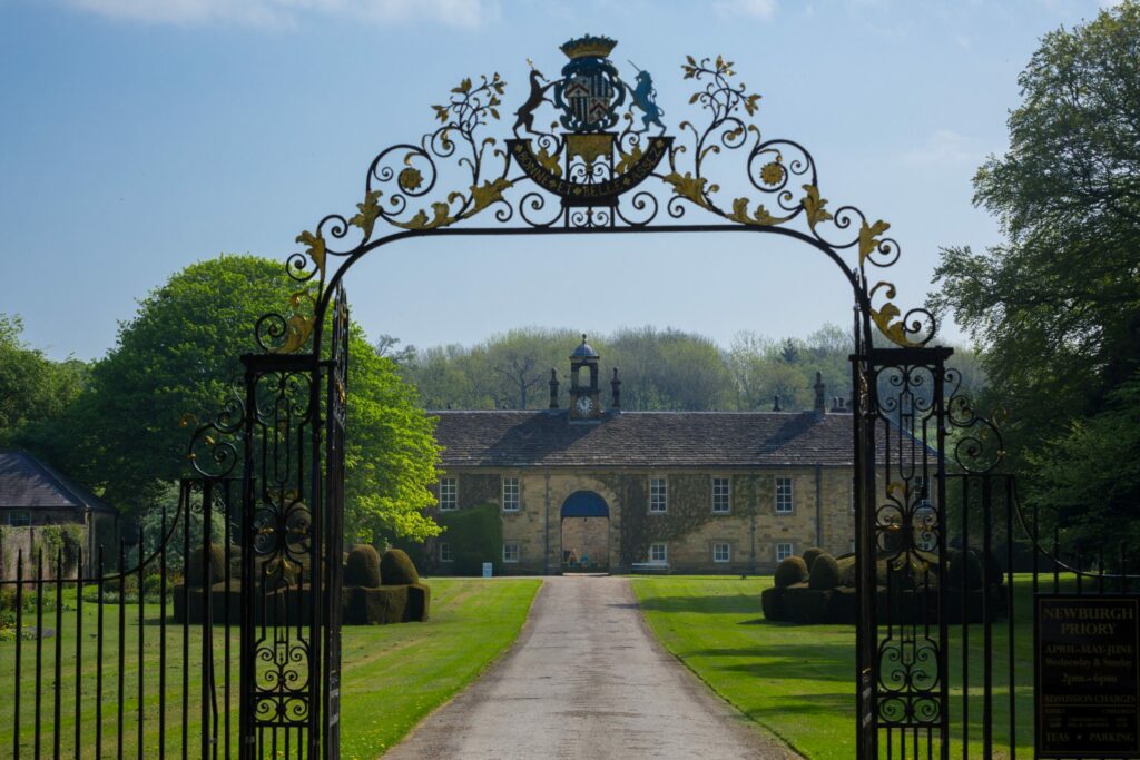 English Civil War in Yorkshire Post image 4 Image name coxwold walk the gates to newburgh priory Simon Scott scaled 1 the 4 image from the post English Civil War in Yorkshire in Yorkshire.com.