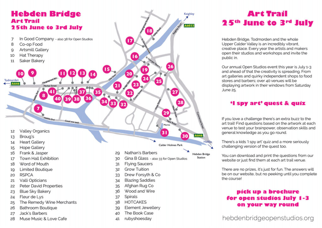 Hebden Bridge artists to open their doors for summer Open Studios Post image 3 Image name hebden bridge open studios flyer the 3 image from the post Hebden Bridge artists to open their doors for summer Open Studios in Yorkshire.com.