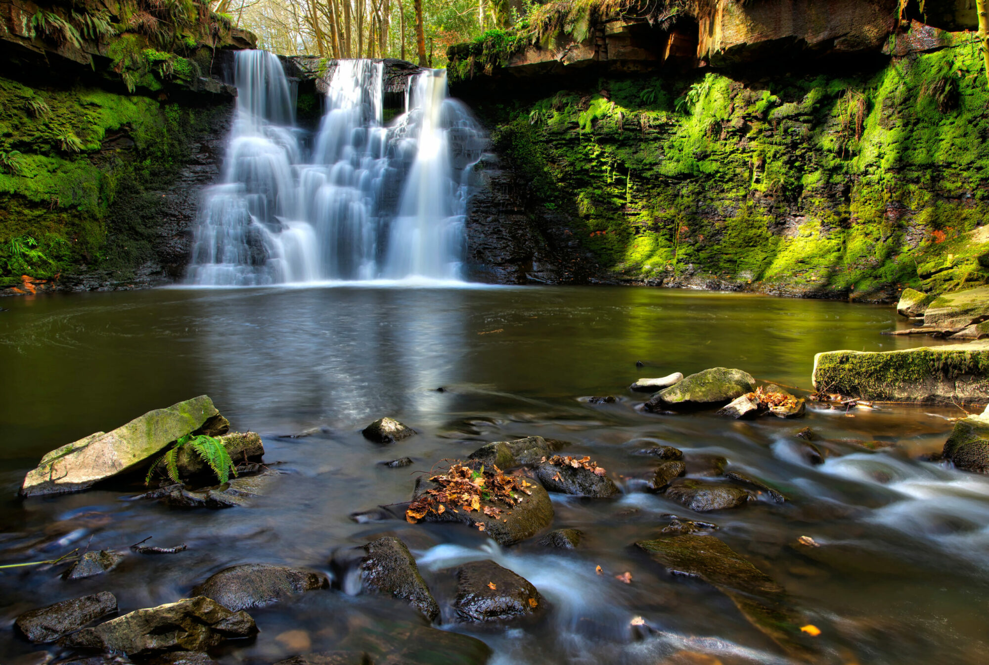 Goitstock Waterfall Walk Post image 1 Goitstock Waterfall in the sunlight