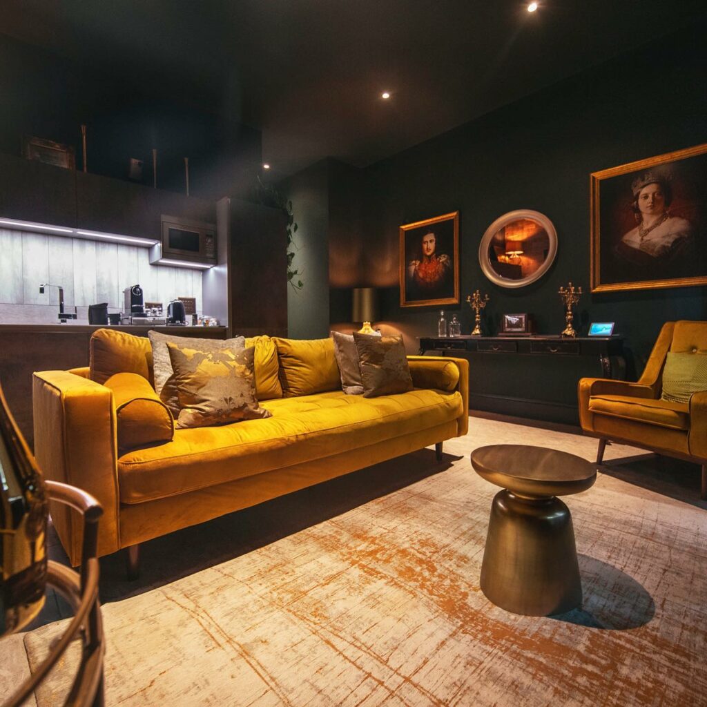 Enchanting Escapes Post image 4 Image name the bells leeds yellow sofa the 3 image from the post Enchanting Escapes in Yorkshire.com.