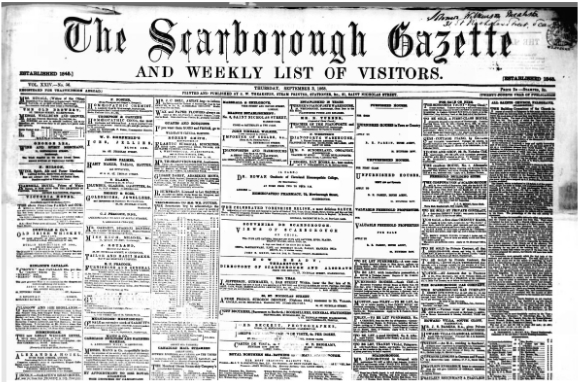 Adventure to Yorkshire and unlock your heritage today Post image 2 Image name the scarborough gazette 1868 the 2 image from the post Adventure to Yorkshire and unlock your heritage today in Yorkshire.com.