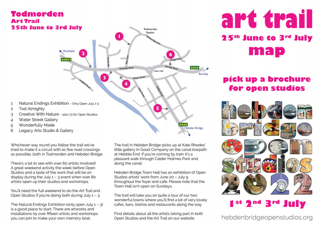 Hebden Bridge artists to open their doors for summer Open Studios Post image 2 Image name todmorden open studios flyer the 2 image from the post Hebden Bridge artists to open their doors for summer Open Studios in Yorkshire.com.