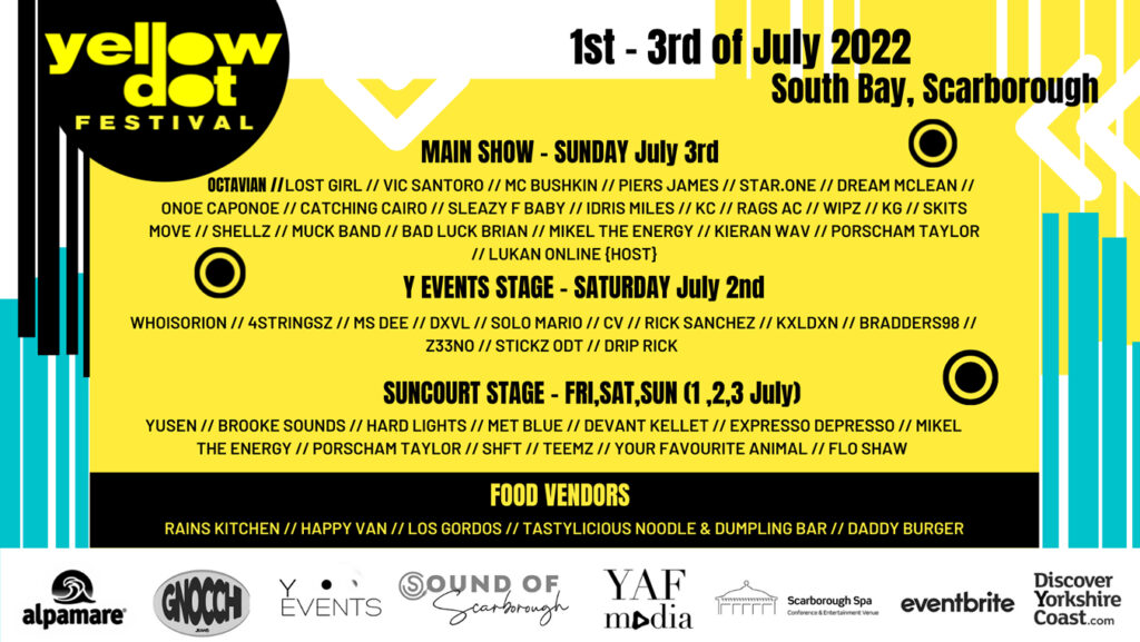 Festivals this summer in Yorkshire Post image 3 Image name yellow dot festival flyer the 2 image from the post Festivals this summer in Yorkshire in Yorkshire.com.