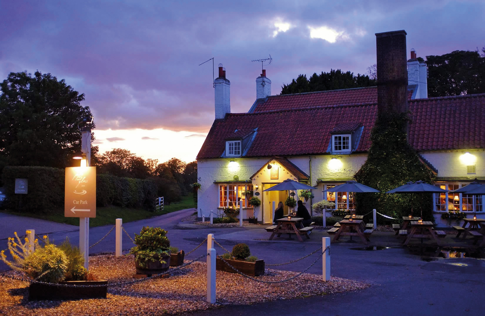 Pipe & Glass pub at night in Yorkshire