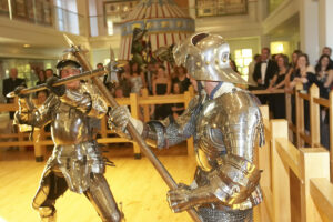 Richmond Page image 7 Armoured soldiers gihting at Royal Armouries Leeds