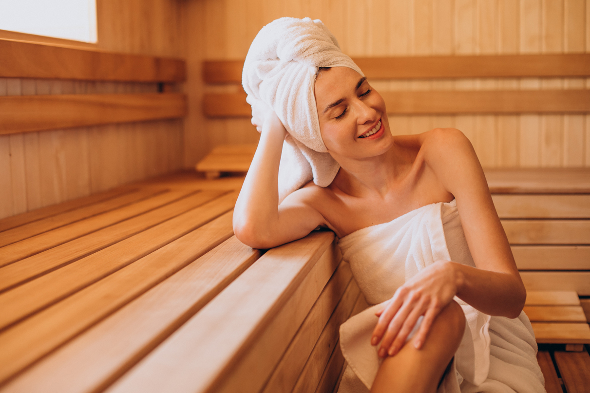 lady in steam room
