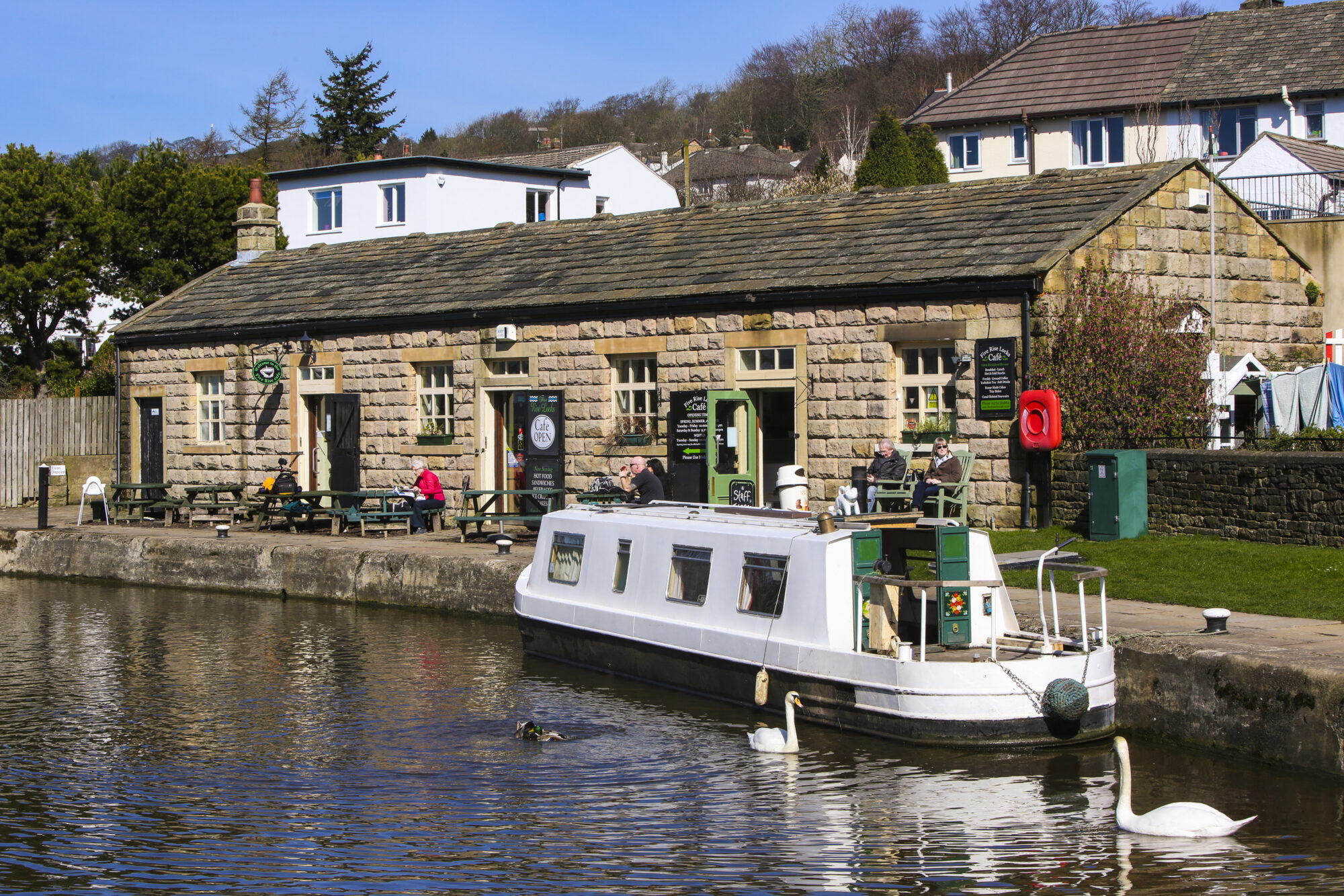 a boat on the Leeds Liverpool canal in Bingley