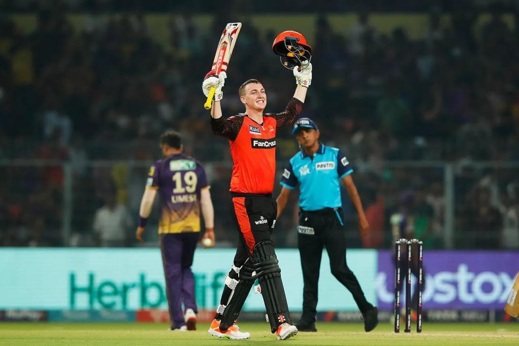 Image name Harry Brook Indian Premier League arms aloft the 4 image from the post Yorkshire cricketer Harry Brook on "playing in one of the best competitions in the world" in Yorkshire.com.