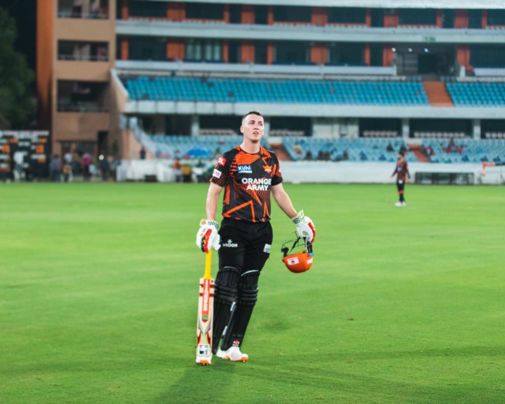 Harry Brook on cricket field