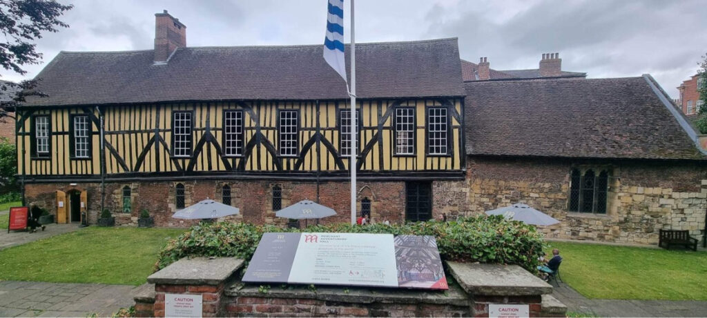 Visit Merchant Adventurers' Hall - York Visitor Attraction image 2 Image name information board merchant adventurers hall york yorkshire the 2 image from the post Visit Merchant Adventurers' Hall - York in Yorkshire.com.