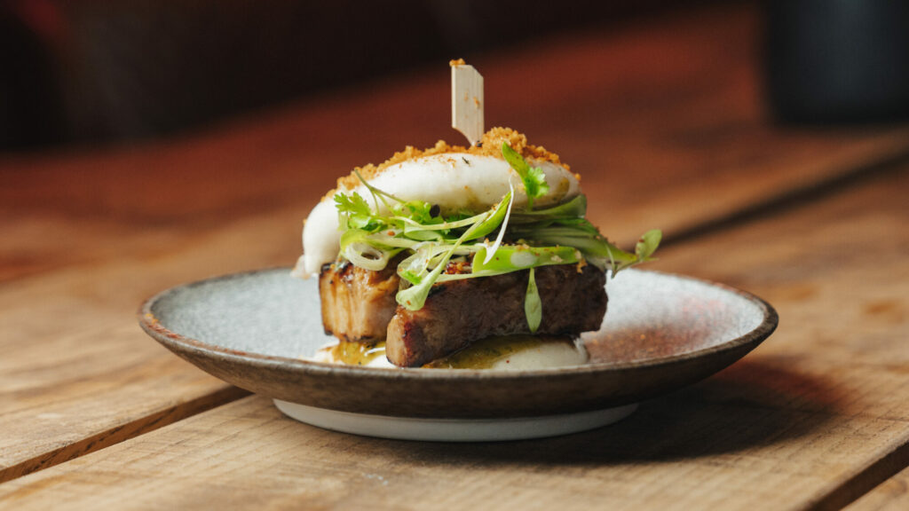 Giveaway: Meal for Two at Forage Bar & Kitchen, York Post image 9 Image name Forage York Coffee rubbed pork belly bao bun Salsa Macha kimchi mayonnaise the 9 image from the post Giveaway: Meal for Two at Forage Bar & Kitchen, York in Yorkshire.com.