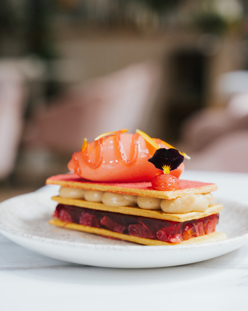 Giveaway: Meal for Two at Forage Bar & Kitchen, York Post image 3 Image name Forage York Strawberry mille fuille meadowsweet creme patisserie wild strawberry sorbet the 3 image from the post Giveaway: Meal for Two at Forage Bar & Kitchen, York in Yorkshire.com.