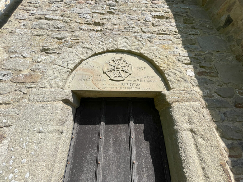 Image name d b priestley lintel st oswalds church thornton steward the 5 image from the post Explore the oldest church in Wensleydale with Dr Emma Wells in Yorkshire.com.