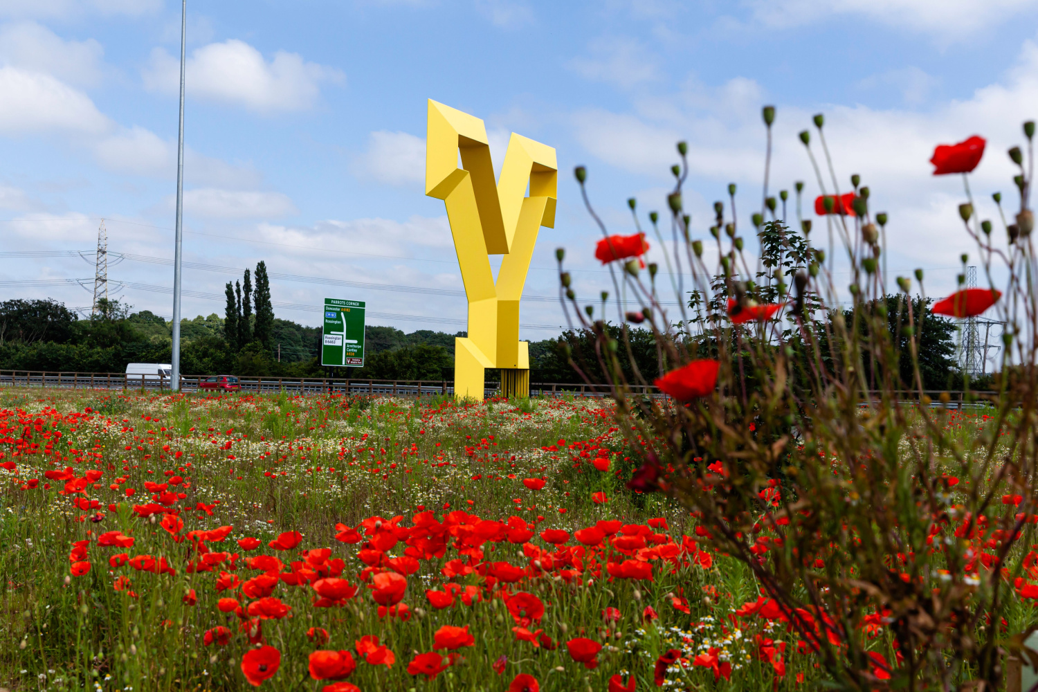 Image name giant yellow y sculpture rossington doncaster yorkshire the 14 image from the post Doncaster Rovers: A Legacy of Football Excellence in Yorkshire.com.