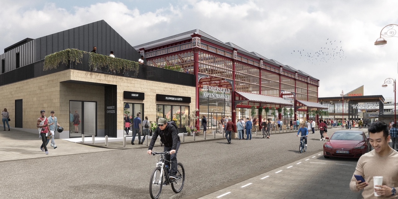 front of the market in Huddersfield