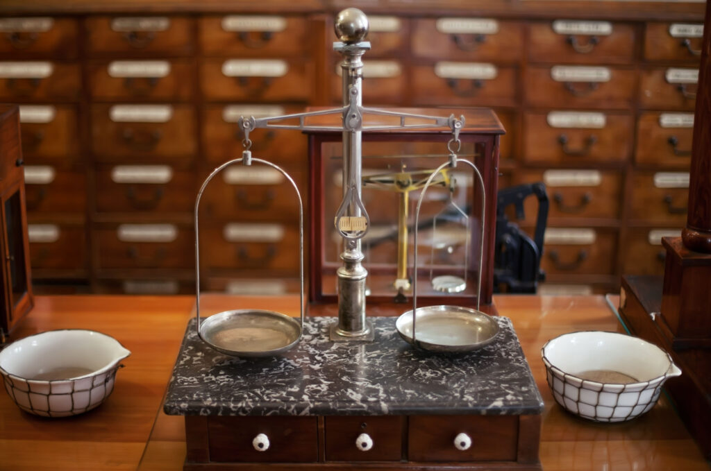 The Haunting Tale of Bradford's Halloween Poisonings: A Lesson from History Post image 3 Image name antique pharmacy weighing scales the 3 image from the post The Haunting Tale of Bradford's Halloween Poisonings: A Lesson from History in Yorkshire.com.