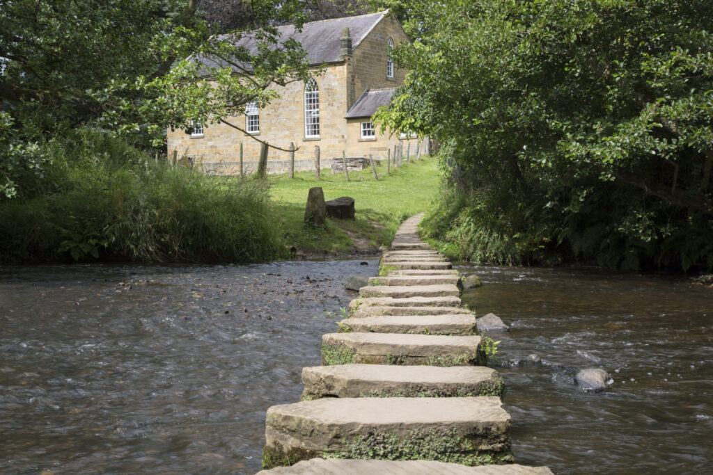 Walk: Eskdale Post image 3 Image name stepping stones and wesleyan chapel lealholm north york moors yorkshire the 3 image from the post Walk: Eskdale in Yorkshire.com.