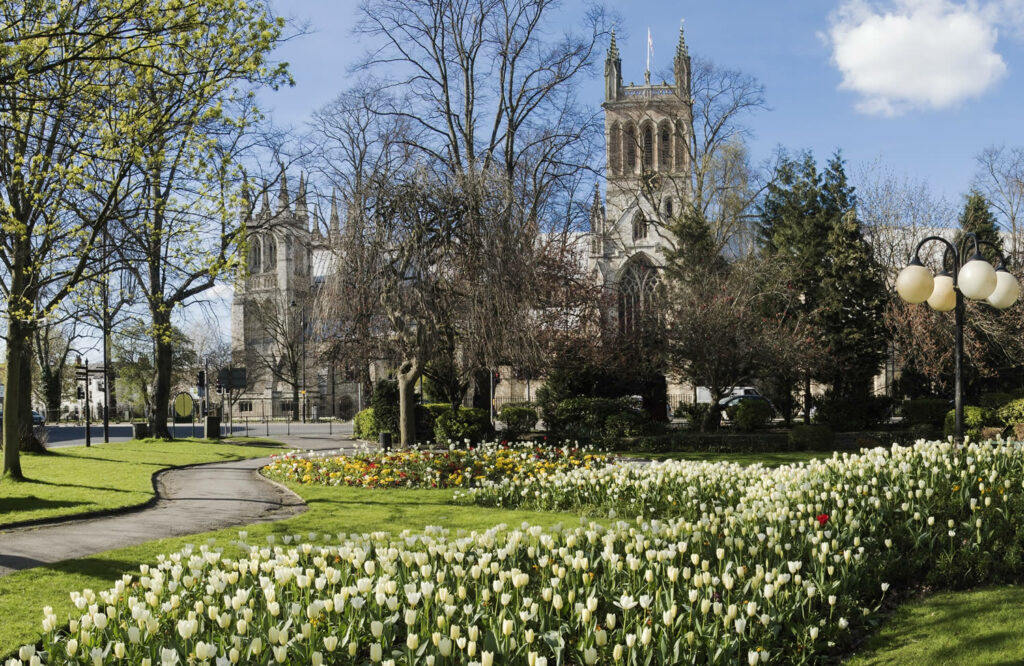 Selby Page image 2 Selby Abbey surrounded by flowers