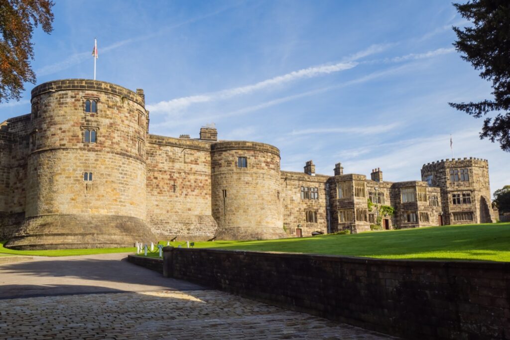 Visit Skipton Castle - Yorkshire Page image 1 Image name skipton castle blue sky north yorkshire the 1 image from the post Visit Skipton Castle - Yorkshire in Yorkshire.com.