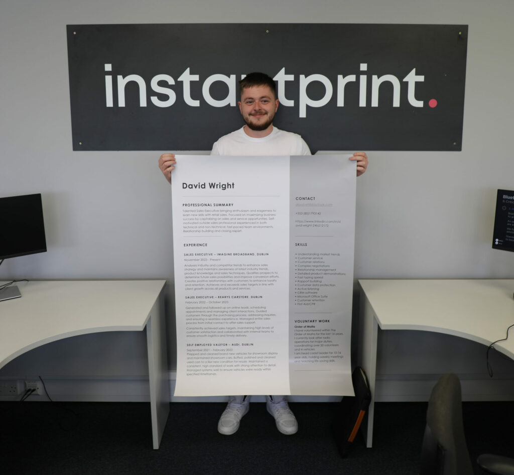 Printing Company Astonished by Mammoth A0 CV Poster for Job Application Post image 2 Image name Instantprint the 2 image from the post Printing Company Astonished by Mammoth A0 CV Poster for Job Application in Yorkshire.com.