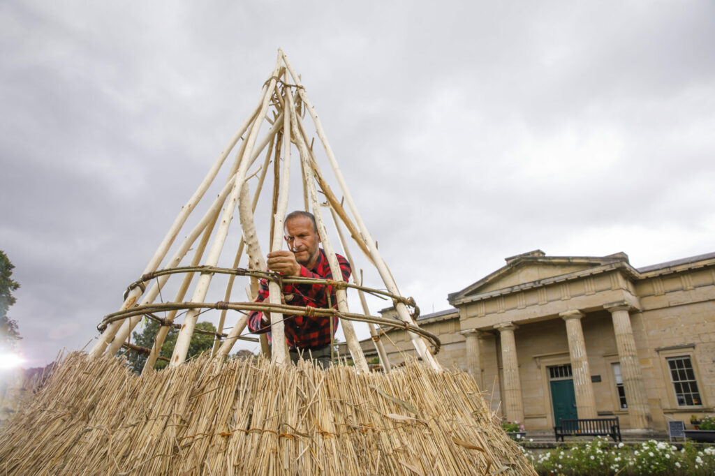 Britain's Ancient Past: Reconstructing a Mesolithic House at the Yorkshire Museum Post image 6 Image name Leo Wolterbeek specialist builder at the Mesolithic build at Yorkshire Museum 13 the 6 image from the post Britain's Ancient Past: Reconstructing a Mesolithic House at the Yorkshire Museum in Yorkshire.com.