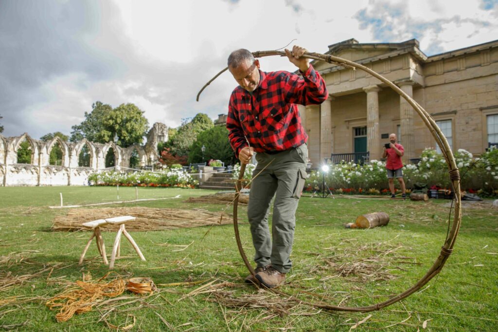 Britain's Ancient Past: Reconstructing a Mesolithic House at the Yorkshire Museum Post image 5 Image name Leo Wolterbeek specialist builder in front of the Yorkshire Museum 9 the 5 image from the post Britain's Ancient Past: Reconstructing a Mesolithic House at the Yorkshire Museum in Yorkshire.com.