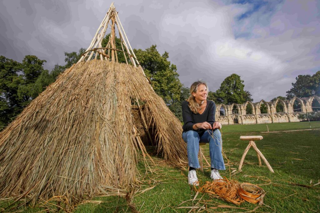 Britain's Ancient Past: Reconstructing a Mesolithic House at the Yorkshire Museum Post image 2 Image name Professor Nicky Milner of University of York at the build 1 the 2 image from the post Britain's Ancient Past: Reconstructing a Mesolithic House at the Yorkshire Museum in Yorkshire.com.