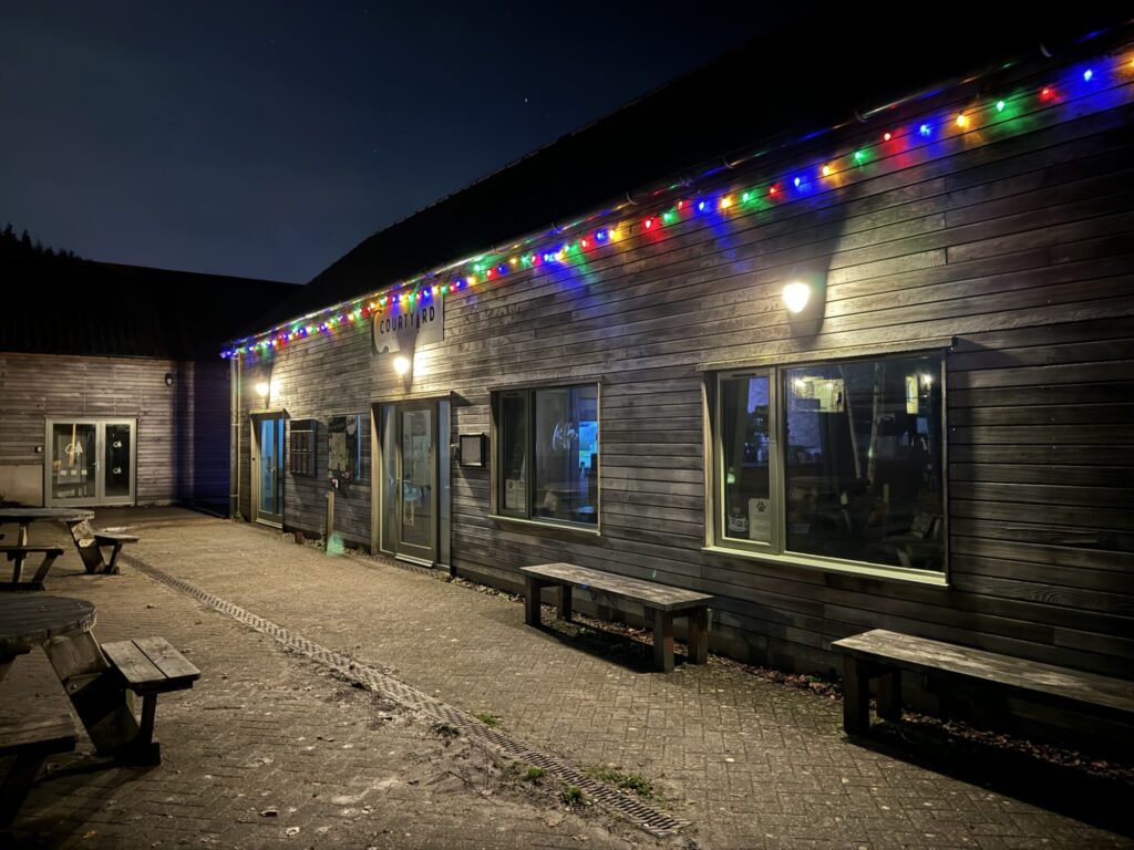 Image name Dalby Forest Courtyard before new dark skies friendly lighting installed the 3 image from the post Dark Skies Fringe Festival at Dalby Forest in Yorkshire.com.