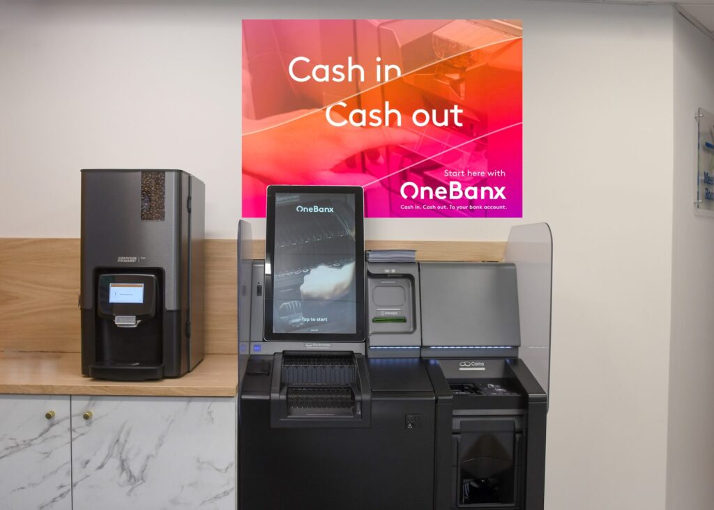 Image name The OneBanx multi bank kiosk installed at Newcastle Building Societys Pickering branch the 2 image from the post Newcastle Building Society Opens New High Street Branch in Pickering in Yorkshire.com.