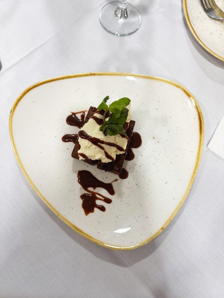 Image name Chocolate Brownie Chantilly Cream Chocolate Sauce the 2 image from the post The Deep Teams Up with Yorkshire’s Award-Winning Caterer, Shoot the Bull in Yorkshire.com.