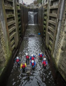 cleaning a canal in Yorkshire