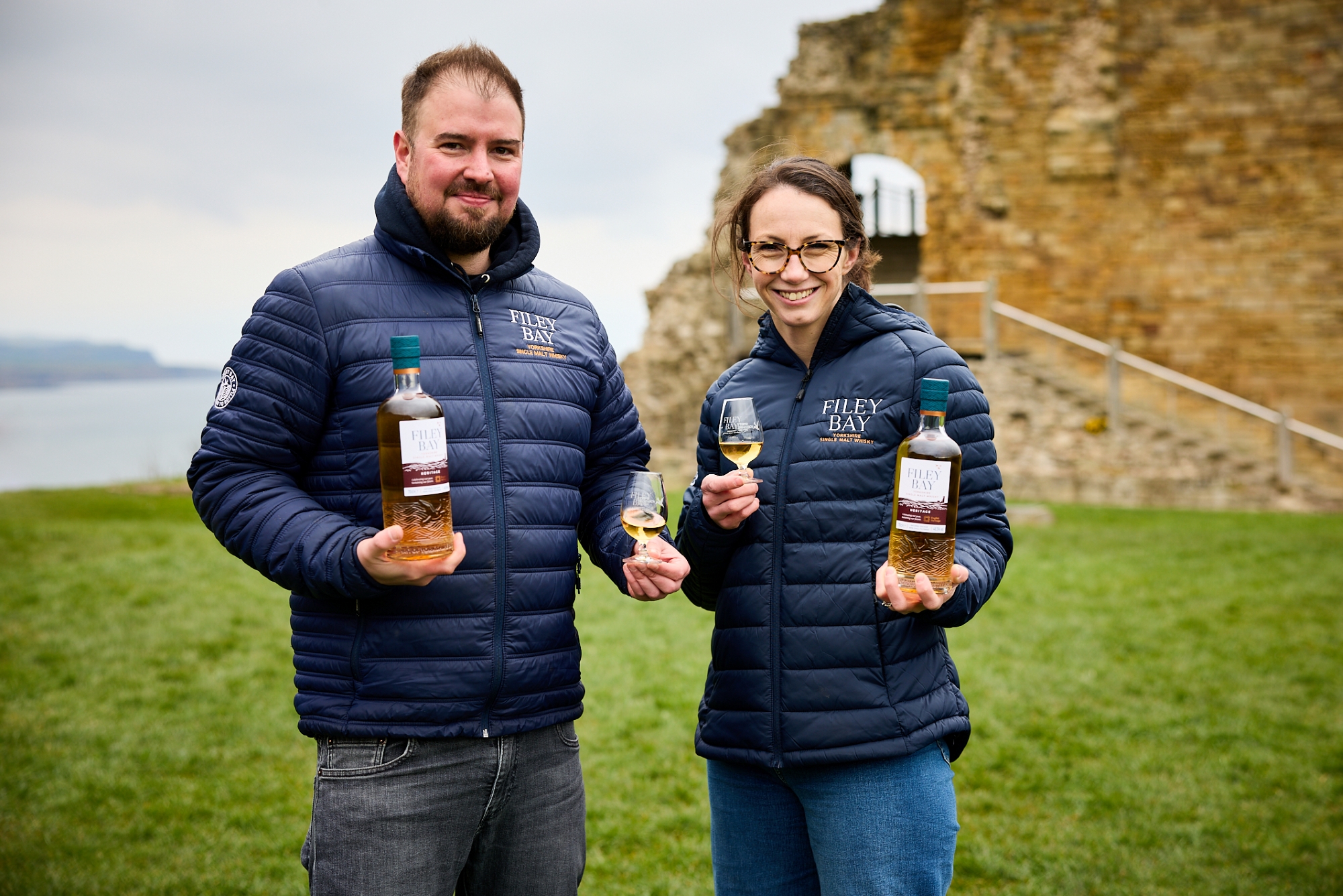 Joe Clark and Spirit of Yorkshire marketing director Jenni Ashwood at Scarborough Castle