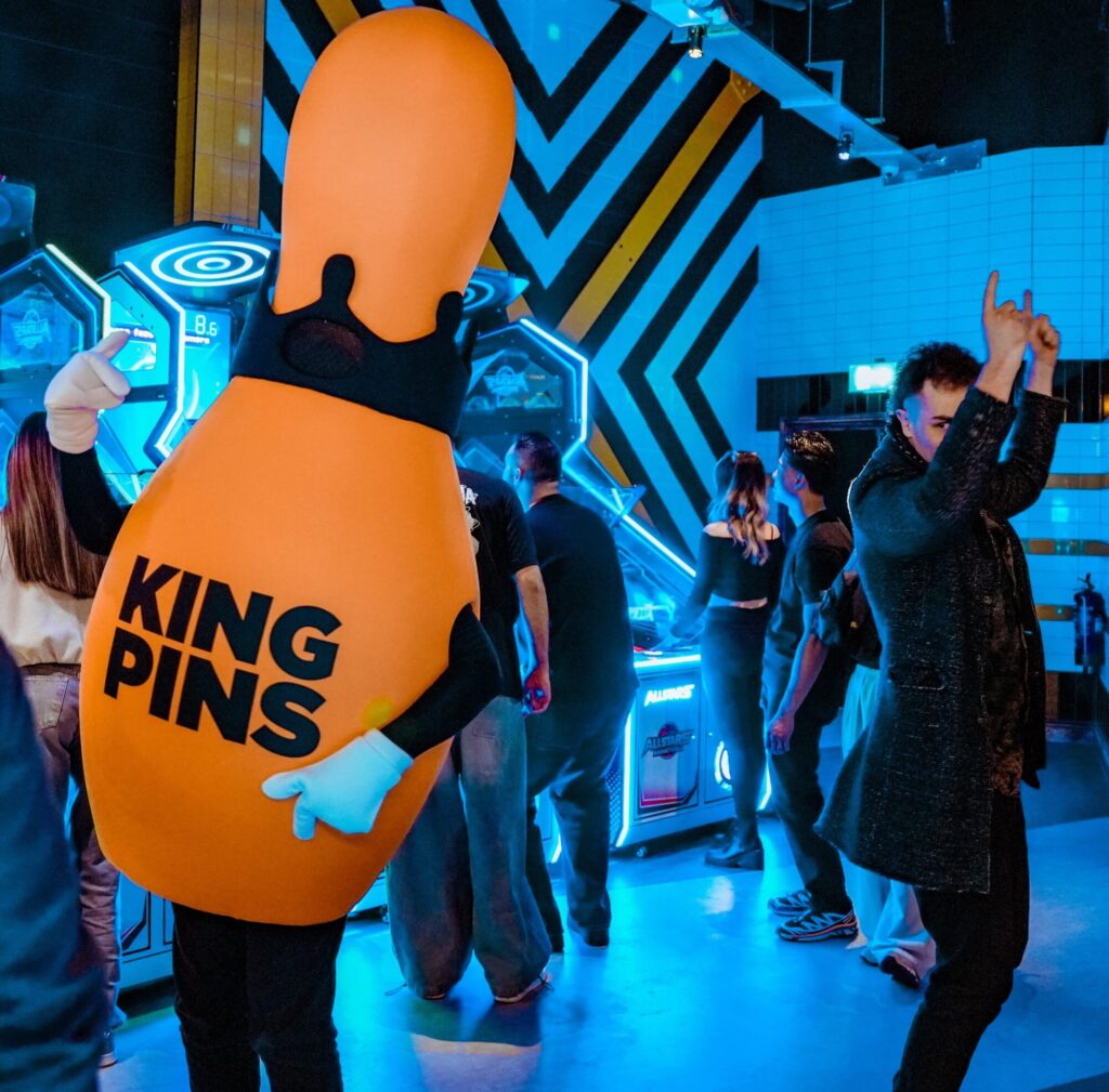 Image name King Pin Colin dancing the 7 image from the post King Pins Leeds offers free game to first 50 guests on opening day in Yorkshire.com.