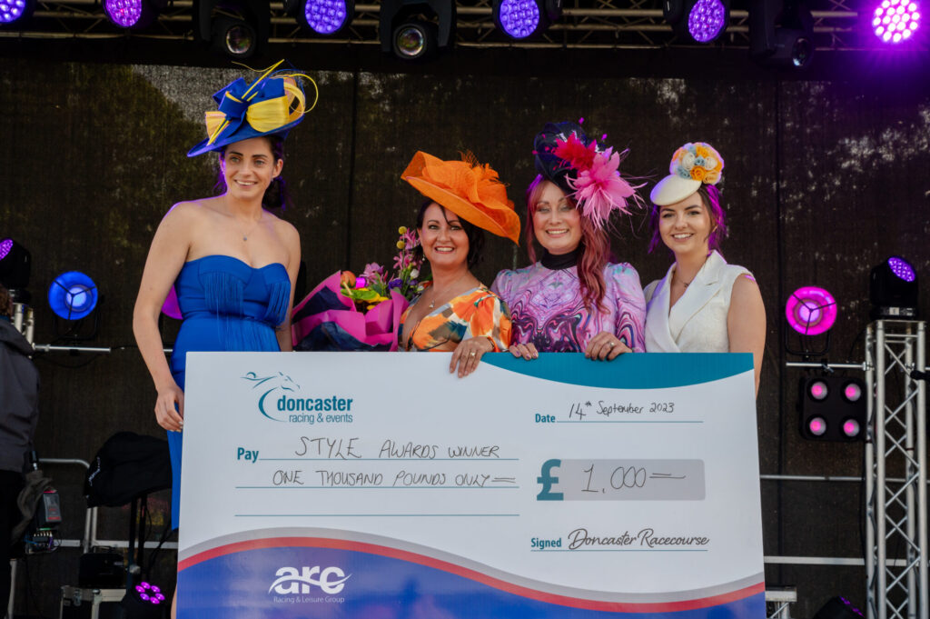 Image name Ladies Day showcase including Belles Captain Jess Tugby Andrew Designer Estelle Pearce and Style Award winner Michelle Saunders 1 the 4 image from the post What Is The Betfred St Leger Festival 2025 at Doncaster Racecourse? in Yorkshire.com.