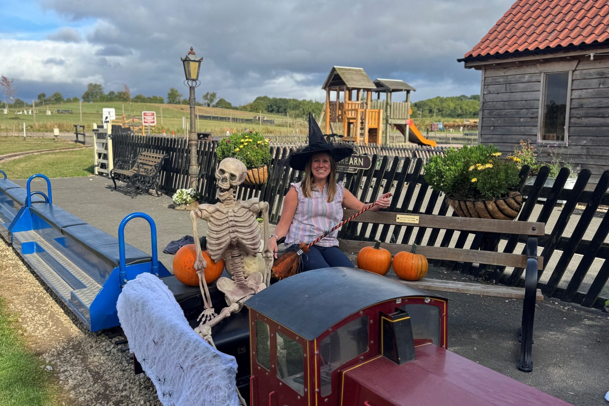 Image name Lauren Turnbull aboard the Ghost Train the 24 image from the post What's The Best Halloween Event With Twilight Pumpkin Picking Near Pickering In 2025? in Yorkshire.com.