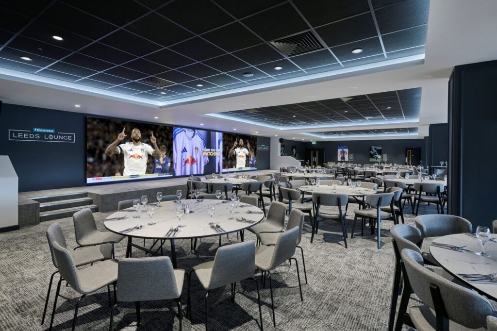 Image name The Hisense Leeds Lounge boasts an 8m x 2.5m Hisense screen providing an enhanced match viewing experience the 4 image from the post What New Hospitality Suites Has DT Sports Designed for Leeds United's Premier League Return in Yorkshire.com.