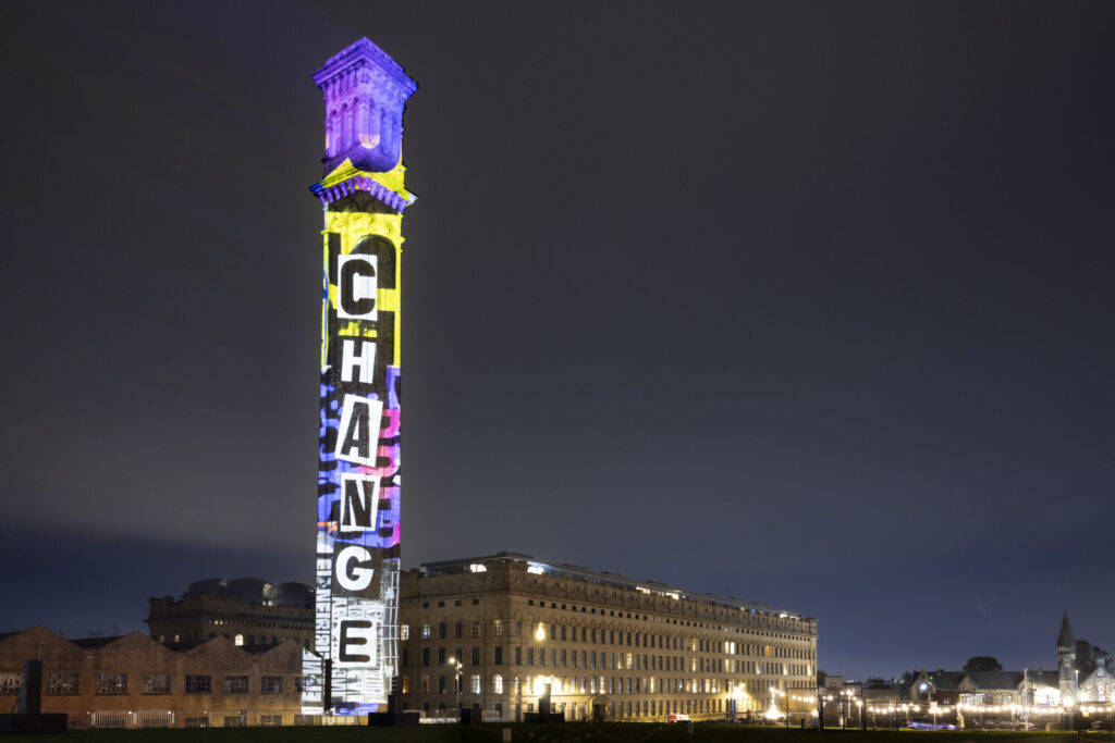 Image name 23548 STRIKE Bradford2025 HistoricEngland LH1 © Historic England the 1 image from the post What Is The Strike Light Show At Lister Mill For Bradford 2025 City Of Culture? in Yorkshire.com.