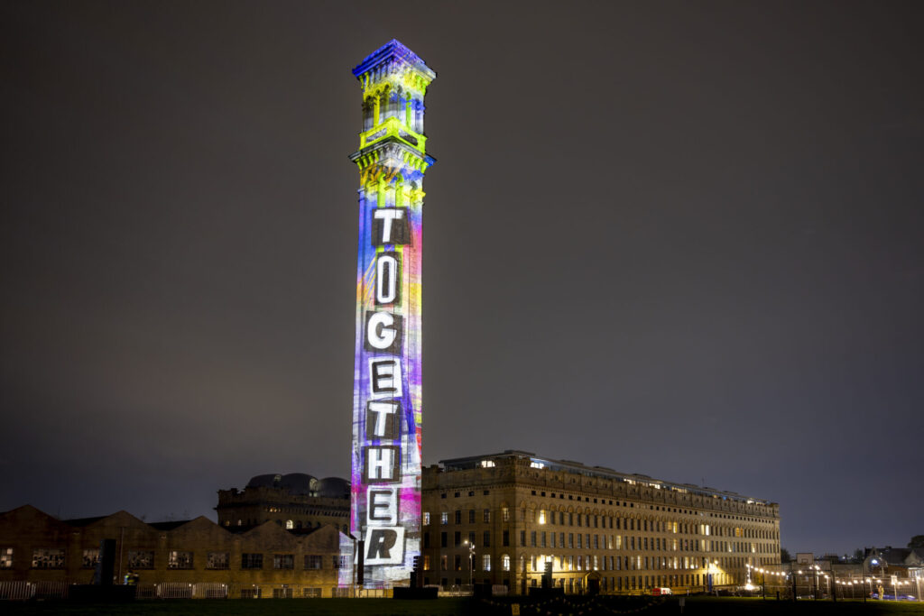Image name 23549 STRIKE Bradford2025 HistoricEngland LH2 © Historic England the 2 image from the post What Is The Strike Light Show At Lister Mill For Bradford 2025 City Of Culture? in Yorkshire.com.