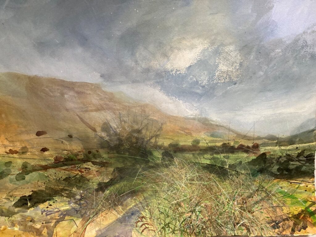 Where to See Art by Three Generations of Women Artists in North Yorkshire? Post image 3 Image name Late Summer coming home from the moor watercolour acrylic ink pastel and collage on paper by Katharine Holmes. the 3 image from the post Where to See Art by Three Generations of Women Artists in North Yorkshire? in Yorkshire.com.