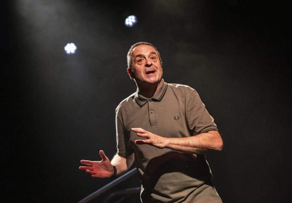 Image name Mark Thomas in Ordinary Decent Criminal 1 © Pamela Raith the 1 image from the post What Is Mark Thomas Doing In The New Play Ordinary Decent Criminal At The Stephen Joseph Theatre? in Yorkshire.com.