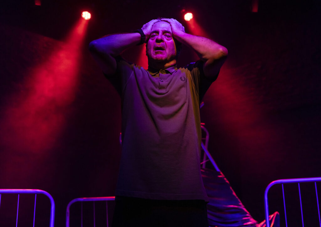 Image name Mark Thomas in Ordinary Decent Criminal 4 © Pamela Raith the 4 image from the post What Is Mark Thomas Doing In The New Play Ordinary Decent Criminal At The Stephen Joseph Theatre? in Yorkshire.com.