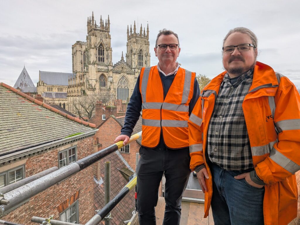 Restoration At Bootham Bar in York Post image 2 Image name Cllr Pete Kilbane and Liam Dennis Bootham Bar the 2 image from the post Restoration At Bootham Bar in York in Yorkshire.com.
