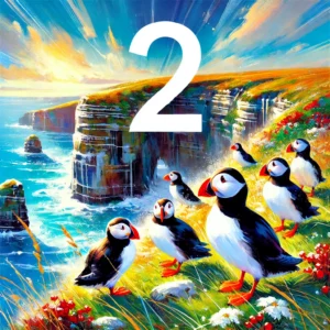 Image name DALL·E 2025 11 28 09.55.57 A colorful digital painting in a modern expressive landscape style featuring puffins perched on a rocky Yorkshire coastal cliff. The scene shows seve the 8 image from the post East Yorkshire in Yorkshire.com.