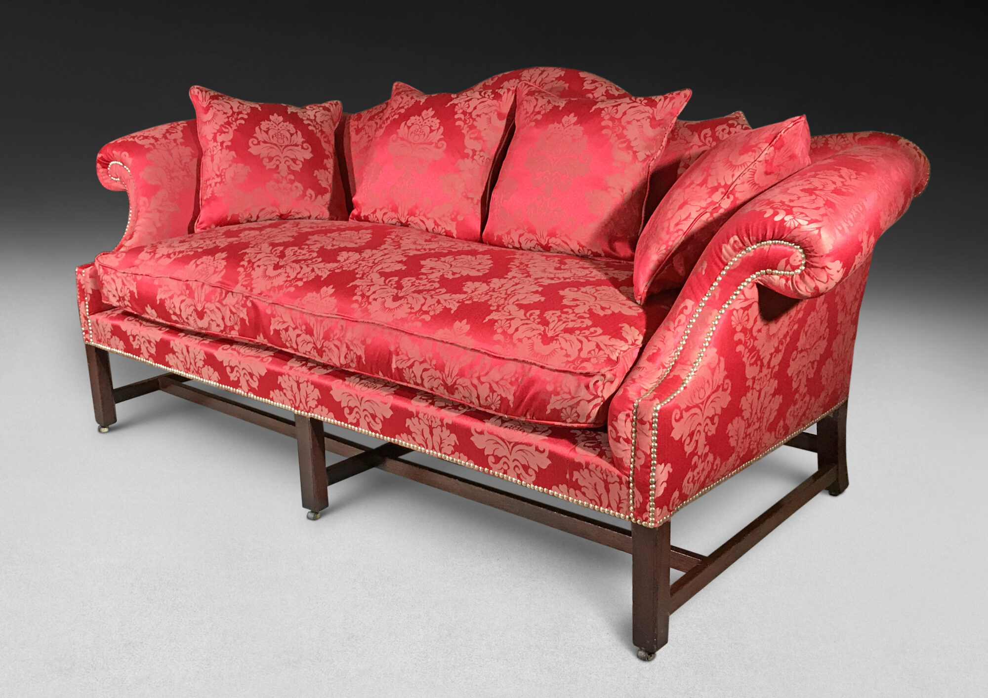 Image name HR W R HARVEY Rare Chippendale period mahogany triple camel back settee c1765 the 8 image from the post Why Was The Northern Antiques Fair In Yorkshire Such A Hit For Art And Antiques Sales? in Yorkshire.com.